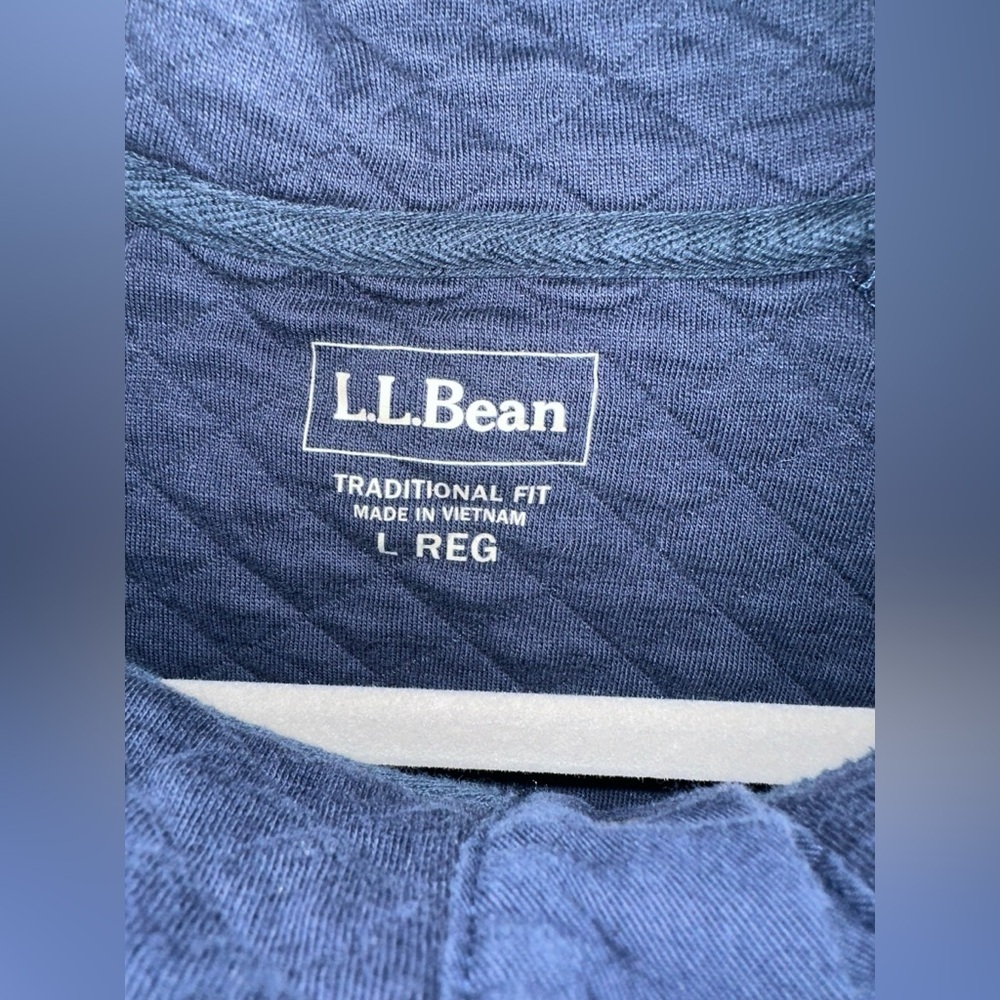 L.L. Bean Quilted Snap Pullover Sweatshirt Navy Blue Size Large - Picture 4 of 10